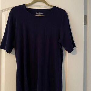 Chico's Deep Blue Short Sleeve Tee